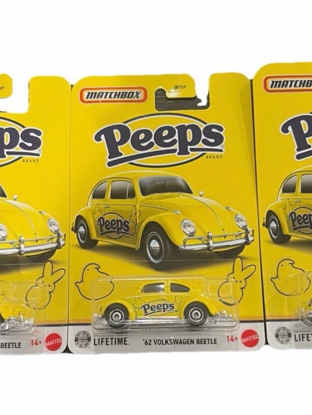 Matchbox Yellow Peeps Volkswagen Beetle Toy Car lot of 3